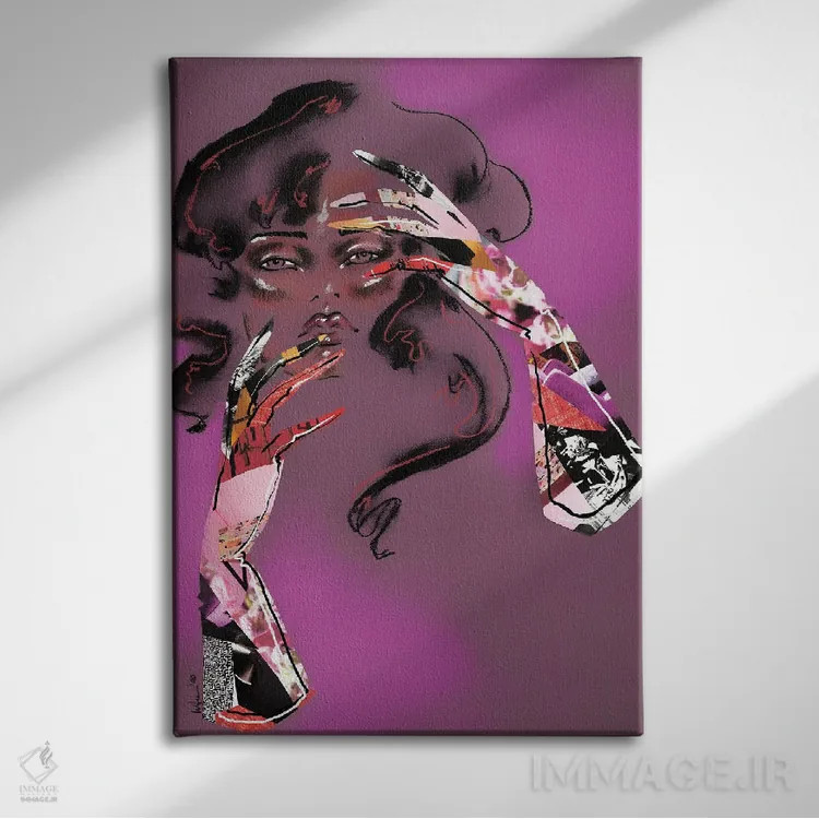 تابلو دکوراتیو صورتت را لمس نکن اثر الی عظیزیان - نمای روبهرو روی دیوار