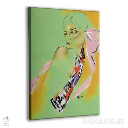 تابلو دکوراتیو کلاژ پاپیون صورتی اثر الی عظیزیان - نمای پرسپکتیو محصول