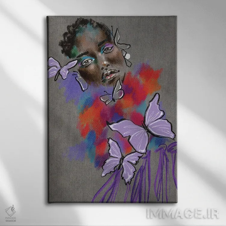 تابلو دکوراتیو پر زدن اسطوخودوس اثر الی عظیزیان - نمای روبهرو روی دیوار