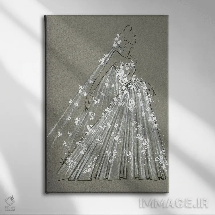 تابلو دکوراتیو حرکات مد عروس اثر الی عظیزیان - نمای روبهرو روی دیوار