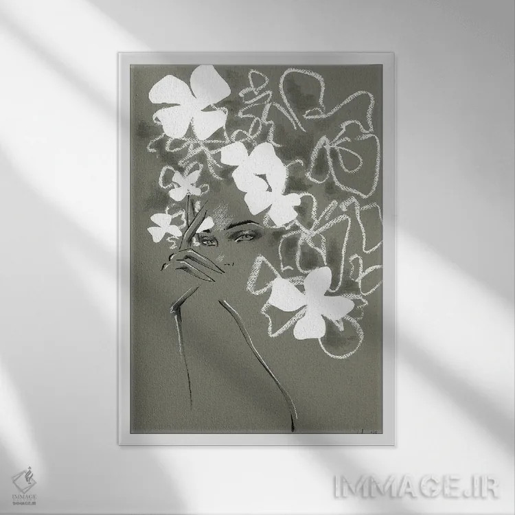 تابلو دکوراتیو کوتور جدید V اثر الی عظیزیان - نمای قابدار سفید