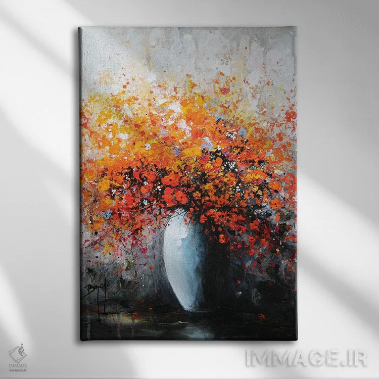 تابلو مدرن دسته گل درخشان اثر اریک برونی - نمای روبهرو روی دیوار