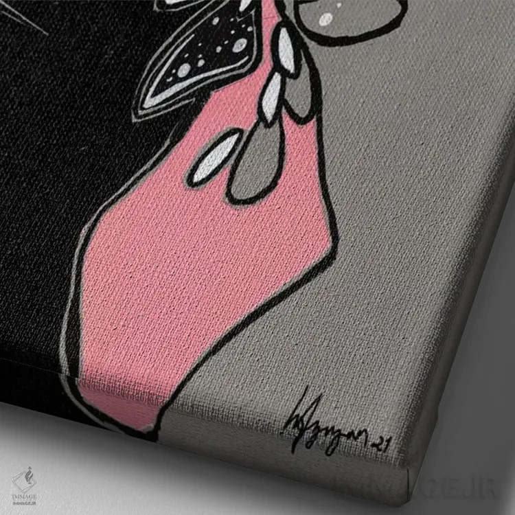 تابلو دکوراتیو کاباره متوقف شده II اثر الی عظیزیان - نمای نزدیک بافت بوم