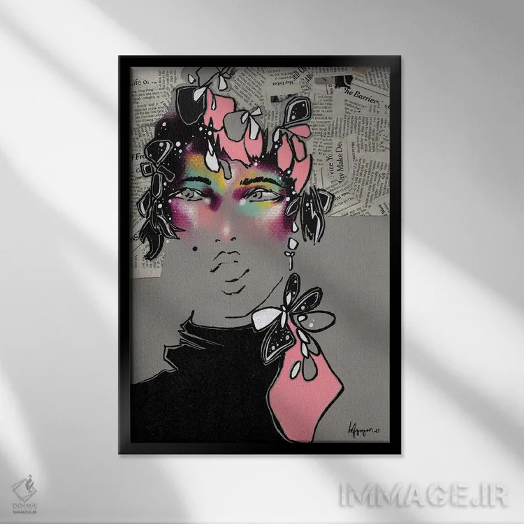 تابلو دکوراتیو کاباره متوقف شده II اثر الی عظیزیان - نمای قابدار مشکی