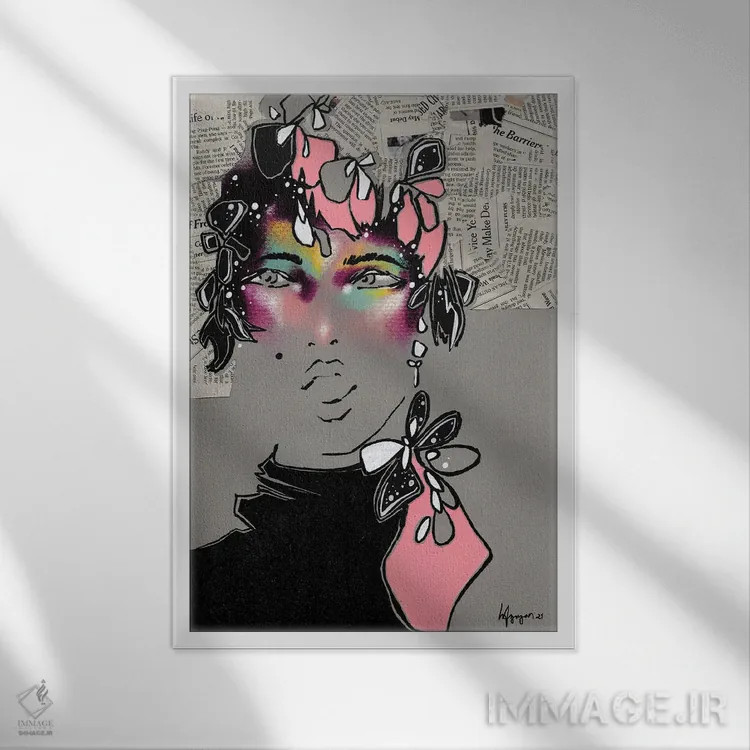 تابلو دکوراتیو کاباره متوقف شده II اثر الی عظیزیان - نمای قابدار سفید