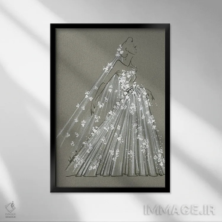 تابلو دکوراتیو حرکات مد عروس اثر الی عظیزیان - نمای قابدار مشکی