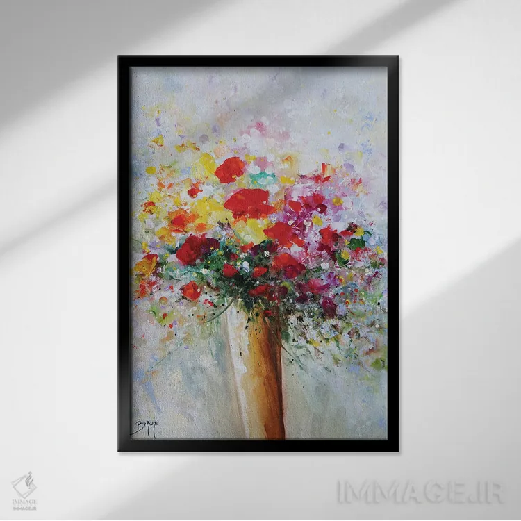 تابلو مدرن جشن دسته گل اثر اریک برونی - نمای قابدار مشکی