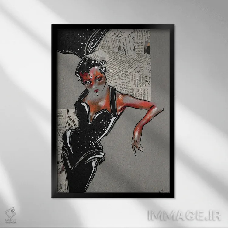 تابلو دکوراتیو کاباره متوقف شده I اثر الی عظیزیان - نمای قابدار مشکی