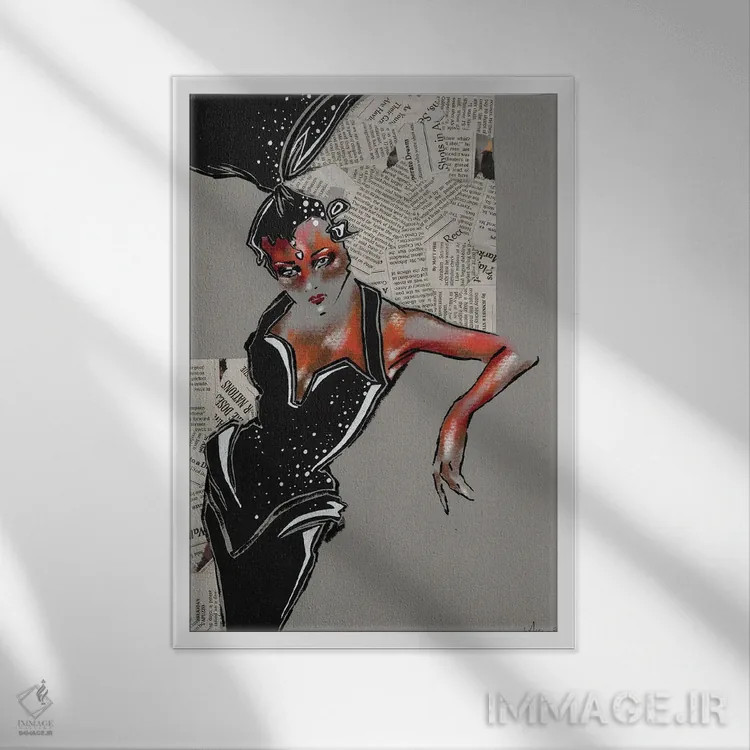 تابلو دکوراتیو کاباره متوقف شده I اثر الی عظیزیان - نمای قابدار سفید