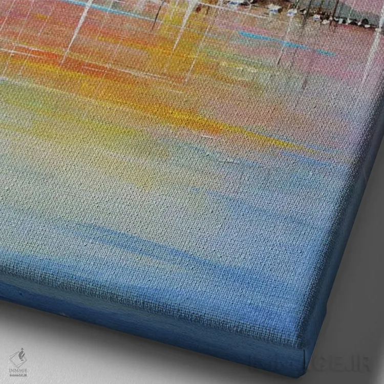 تابلو انتزاعی آسمان دریده بر فراز دریا اثر اریک برونی - نمای نزدیک بافت بوم