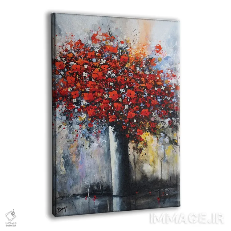 تابلو مدرن دسته گل گل های قرمز اثر اریک برونی - نمای پرسپکتیو محصول