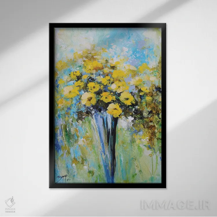 تابلو مدرن دسته گل گل های لای دار اثر اریک برونی - نمای قابدار مشکی