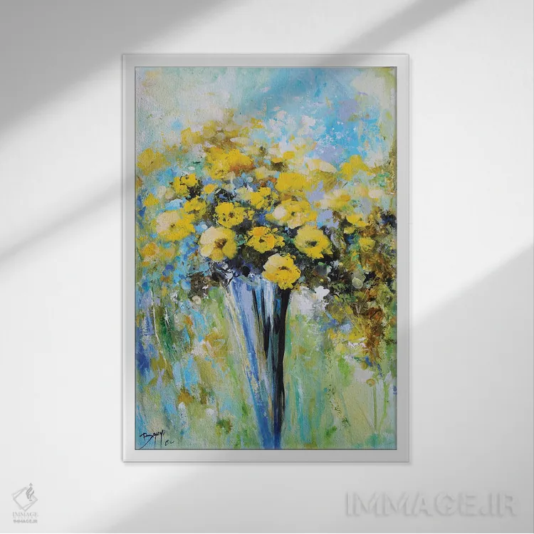 تابلو مدرن دسته گل گل های لای دار اثر اریک برونی - نمای قابدار سفید