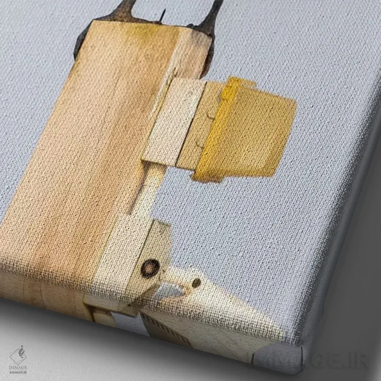 تابلو دکوراتیو بلیز، امبرگریس کی، پلیکان قهوه ای نشسته روی تیر چراغ اثر الیزابت بوم - نمای نزدیک بافت بوم