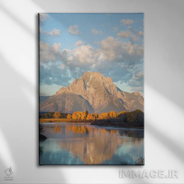 تابلو دکوراتیو آمریکا، وایومینگ، پارک ملی گرند تتون، قله موران کنار رود اس… اثر الیزابت بوم - نمای روبهرو روی دیوار