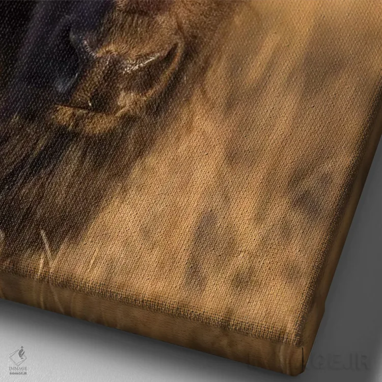 تابلو دکوراتیو وایومینگ، پارک ملی یلواستون، گاو بیزون در چمن زارهای پاییزی… اثر الیزابت بوم - نمای نزدیک بافت بوم