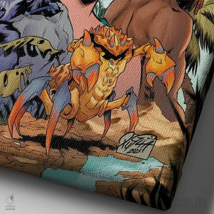 تابلو دکوراتیو پلوسیدار: در میان دریاهای وحشی شماره ۱ اثر میریانا پولیا و آرتور هسلی - نمای نزدیک بافت بوم