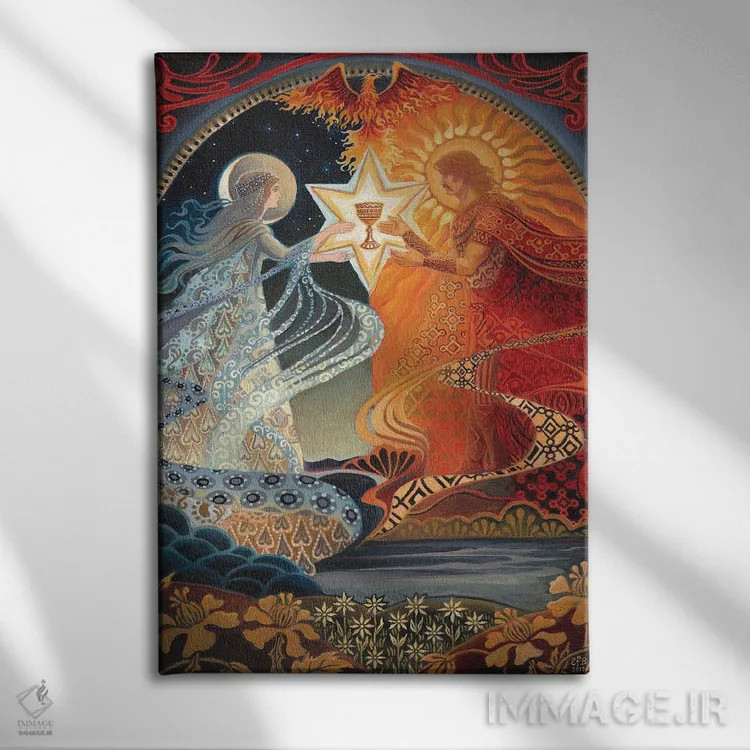 تابلو دکوراتیو ازدواج کیمیاگری اثر امیلی بالیوت - نمای روبهرو روی دیوار