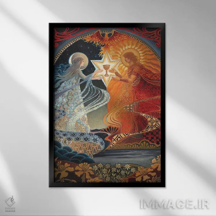 تابلو دکوراتیو ازدواج کیمیاگری اثر امیلی بالیوت - نمای قابدار مشکی