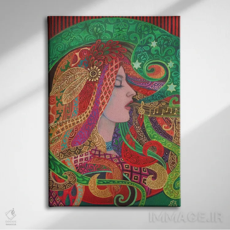 تابلو دکوراتیو الهه میزو اثر امیلی بالیوت - نمای روبهرو روی دیوار