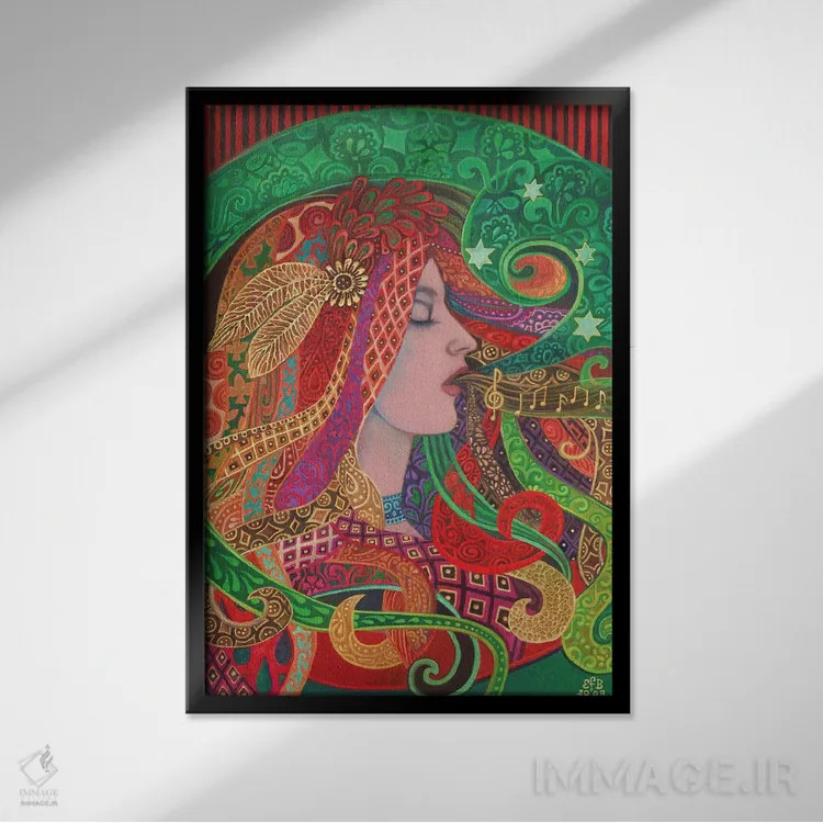 تابلو دکوراتیو الهه میزو اثر امیلی بالیوت - نمای قابدار مشکی