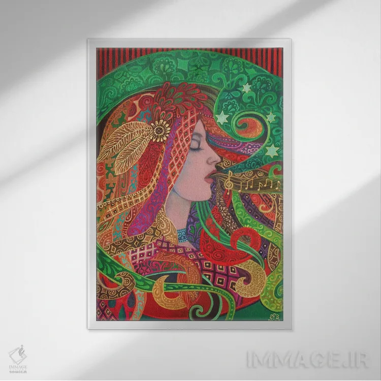 تابلو دکوراتیو الهه میزو اثر امیلی بالیوت - نمای قابدار سفید