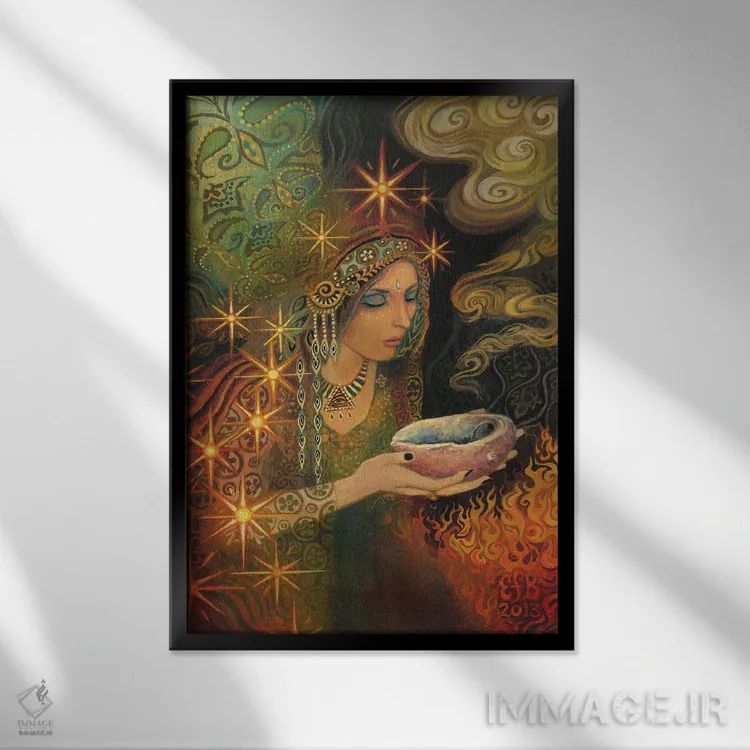 تابلو دکوراتیو الهه خردمند اثر امیلی بالیوت - نمای قابدار مشکی