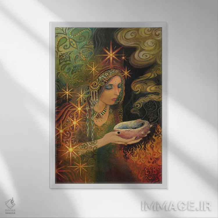 تابلو دکوراتیو الهه خردمند اثر امیلی بالیوت - نمای قابدار سفید