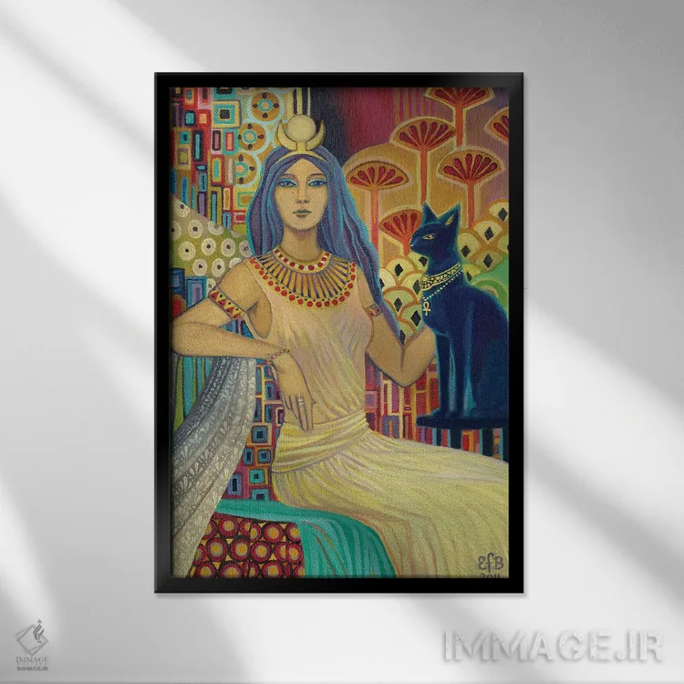 تابلو دکوراتیو بست: الهه گربه اثر امیلی بالیوت - نمای قابدار مشکی