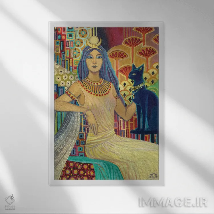 تابلو دکوراتیو بست: الهه گربه اثر امیلی بالیوت - نمای قابدار سفید