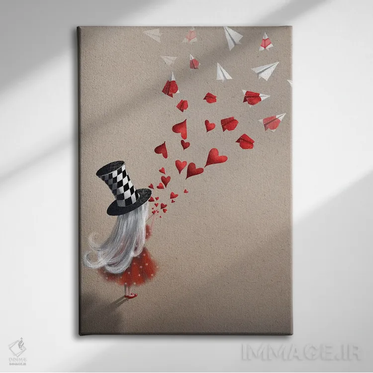 تابلو دکوراتیو ارسال عشق اثر الی بیک زاده - نمای روبهرو روی دیوار