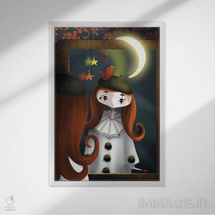 تابلو دکوراتیو آینه آینه اثر الی بیک زاده - نمای قابدار سفید