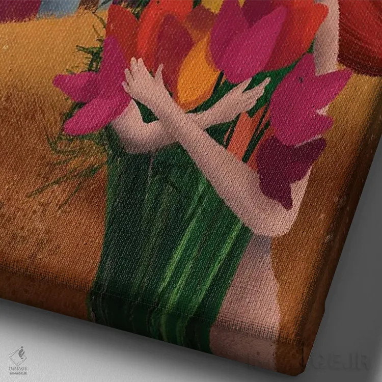 تابلو دکوراتیو غروب تابستان اثر الی بیک زاده - نمای نزدیک بافت بوم