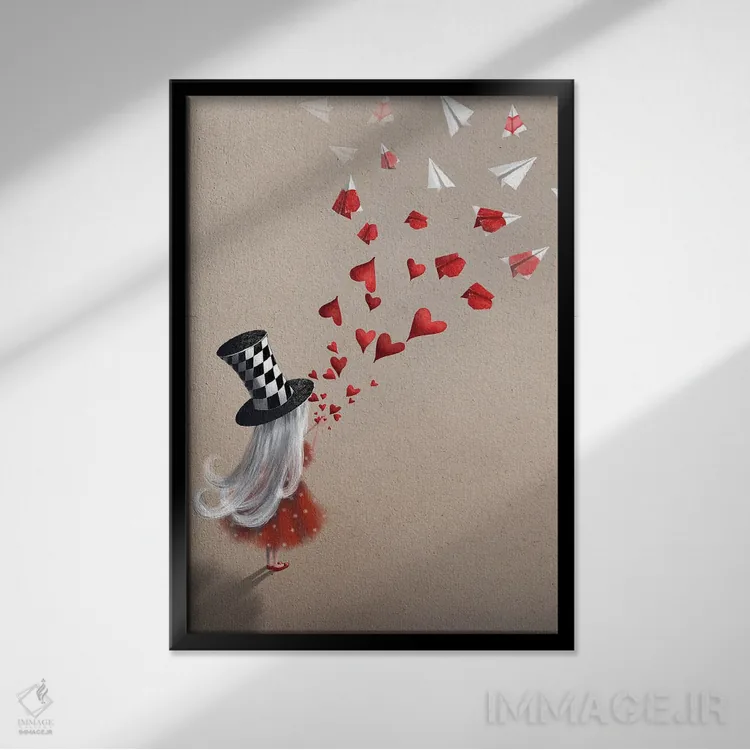 تابلو دکوراتیو ارسال عشق اثر الی بیک زاده - نمای قابدار مشکی