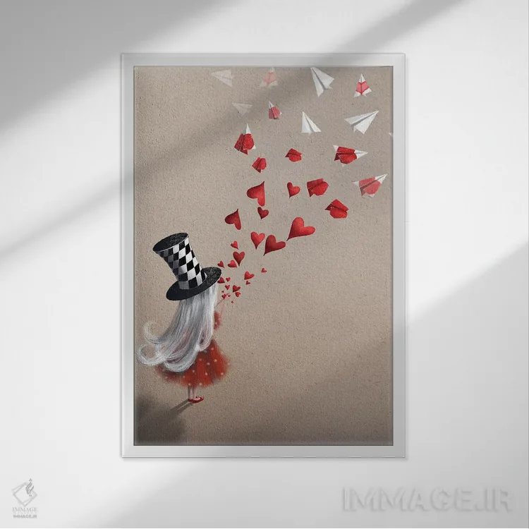 تابلو دکوراتیو ارسال عشق اثر الی بیک زاده - نمای قابدار سفید