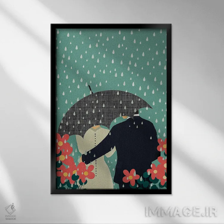 تابلو مینیمال زوج تازه عروس وداماد اثر اریکا سی. برادرز - نمای قابدار مشکی