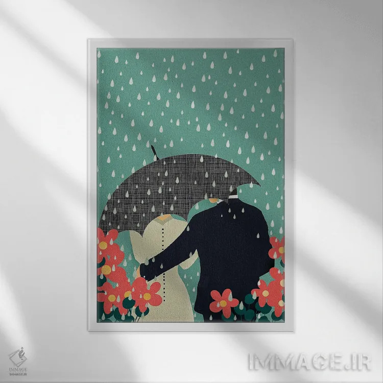 تابلو مینیمال زوج تازه عروس وداماد اثر اریکا سی. برادرز - نمای قابدار سفید