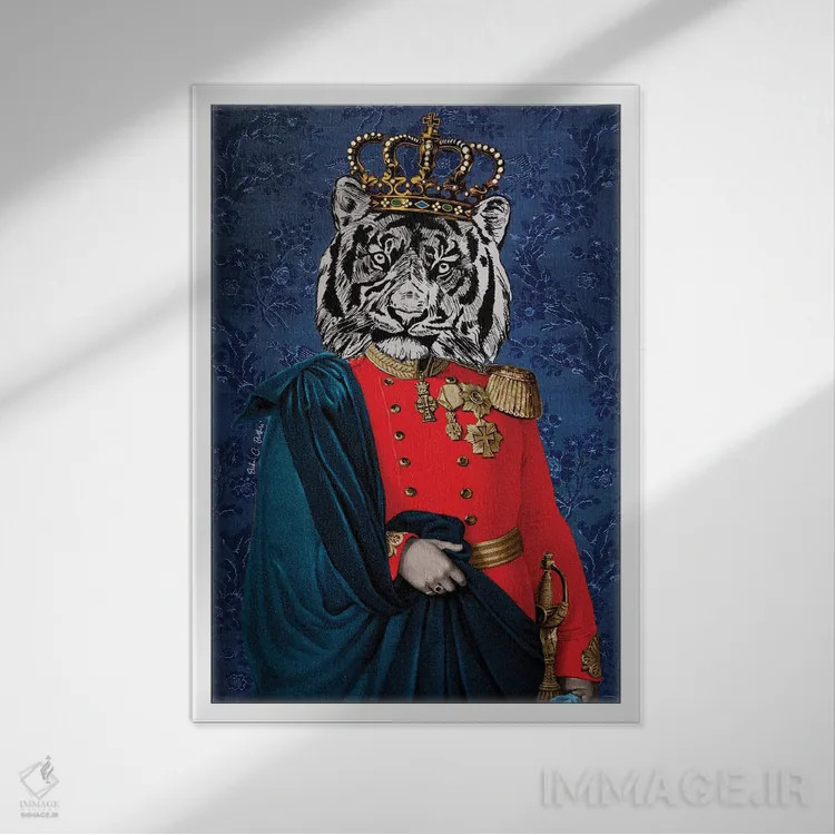 تابلو دکوراتیو آبی گربه ای اثر اریکا سی. برادرز - نمای قابدار سفید