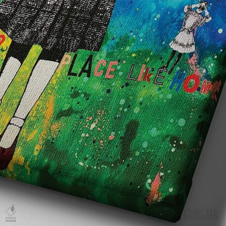 تابلو دکوراتیو هیچ جایی مثل خانه نیست اثر اریکا سی. برادرز - نمای نزدیک بافت بوم