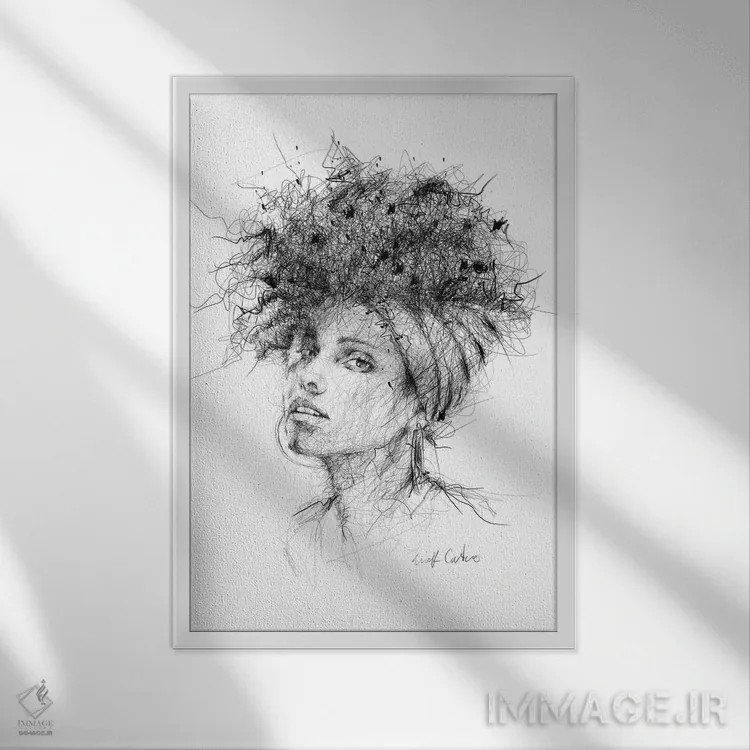 تابلو دکوراتیو آلیشیا کیز اثر ریک سنتنو - نمای قابدار سفید