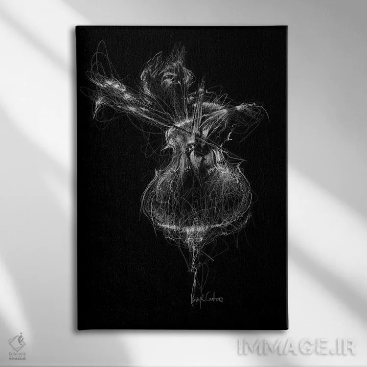 تابلو دکوراتیو کنترباس اثر ریک سنتنو - نمای روبهرو روی دیوار