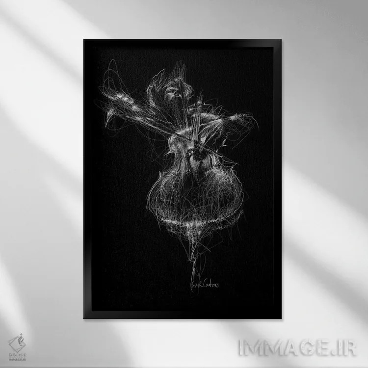 تابلو دکوراتیو کنترباس اثر ریک سنتنو - نمای قابدار مشکی