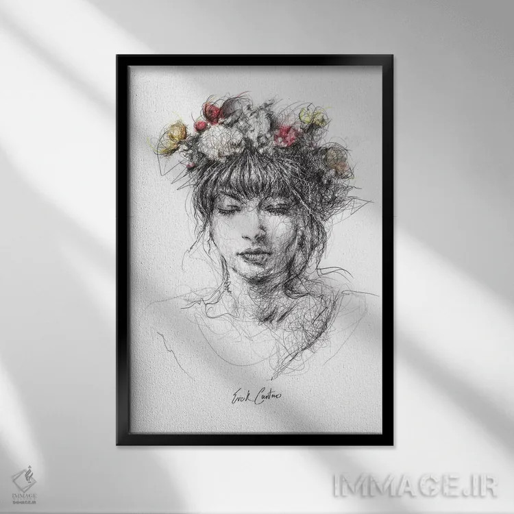 تابلو دکوراتیو اندیشه های گلی I اثر ریک سنتنو - نمای قابدار مشکی