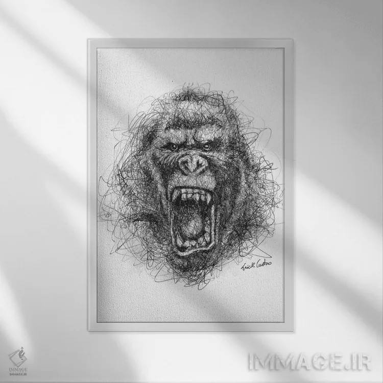 تابلو دکوراتیو عصبانی اثر ریک سنتنو - نمای قابدار سفید