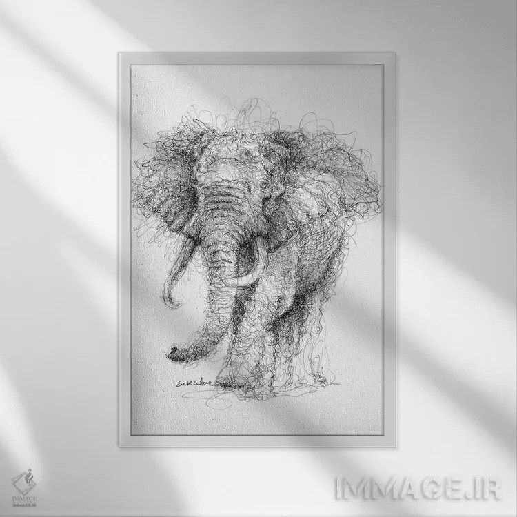 تابلو دکوراتیو فیل اثر ریک سنتنو - نمای قابدار سفید