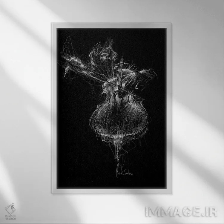 تابلو دکوراتیو کنترباس اثر ریک سنتنو - نمای قابدار سفید