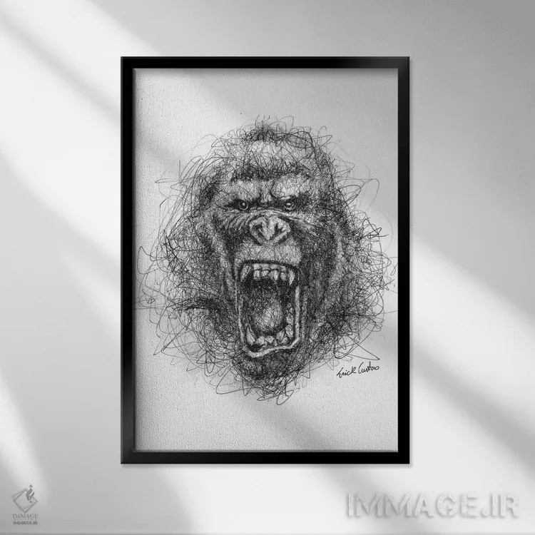 تابلو دکوراتیو عصبانی اثر ریک سنتنو - نمای قابدار مشکی