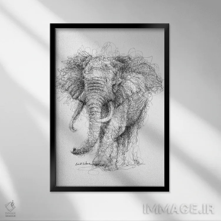 تابلو دکوراتیو فیل اثر ریک سنتنو - نمای قابدار مشکی