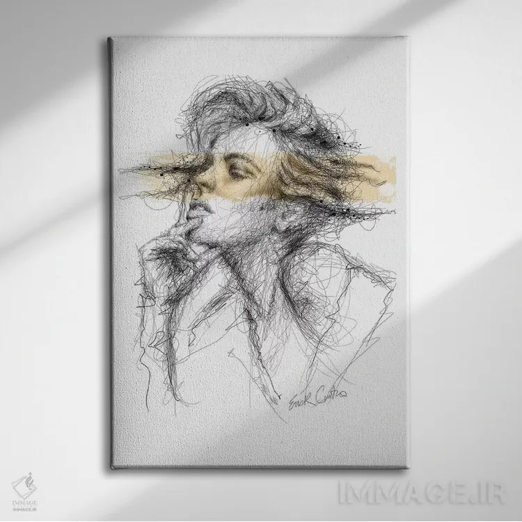 تابلو دکوراتیو اندیشه های طلایی اثر ریک سنتنو - نمای روبهرو روی دیوار