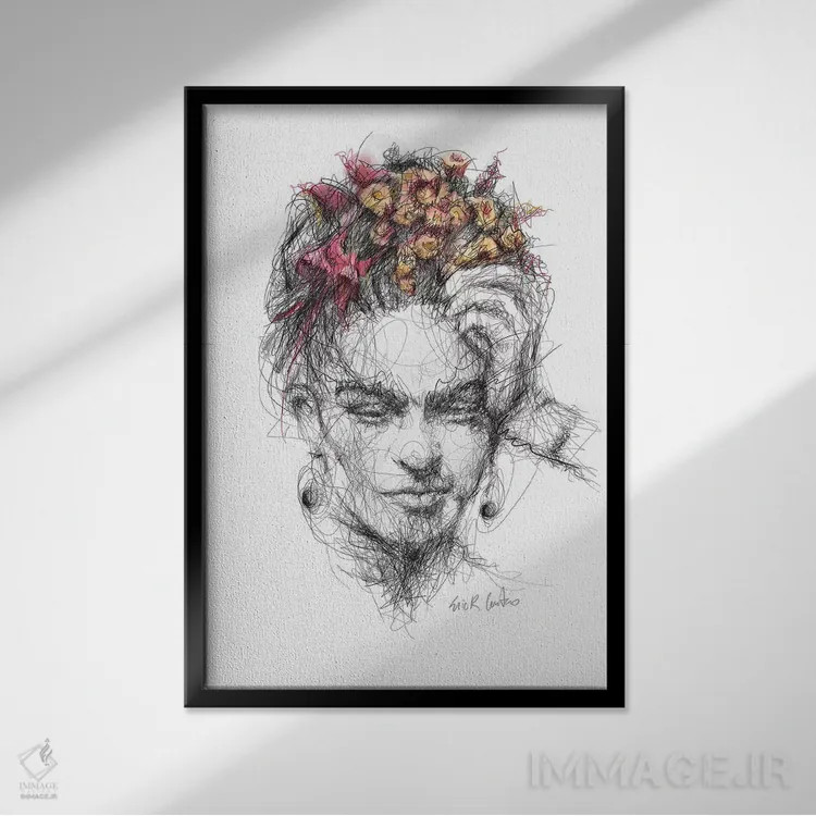 تابلو دکوراتیو فریدا اثر ریک سنتنو - نمای قابدار مشکی